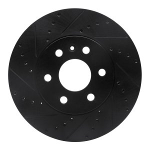 Chevrolet Colorado Brake Rotor (1) - Front Left - R1 Concepts - Drilled & Slotted - Black - `15-`20